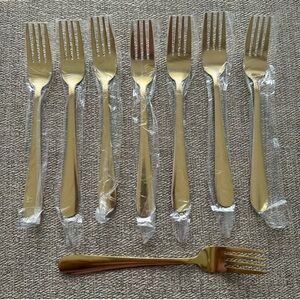 50Pcs Gold Stainless Steel Dinner Forks 8" Metal Forks for Home Restaurant NEW